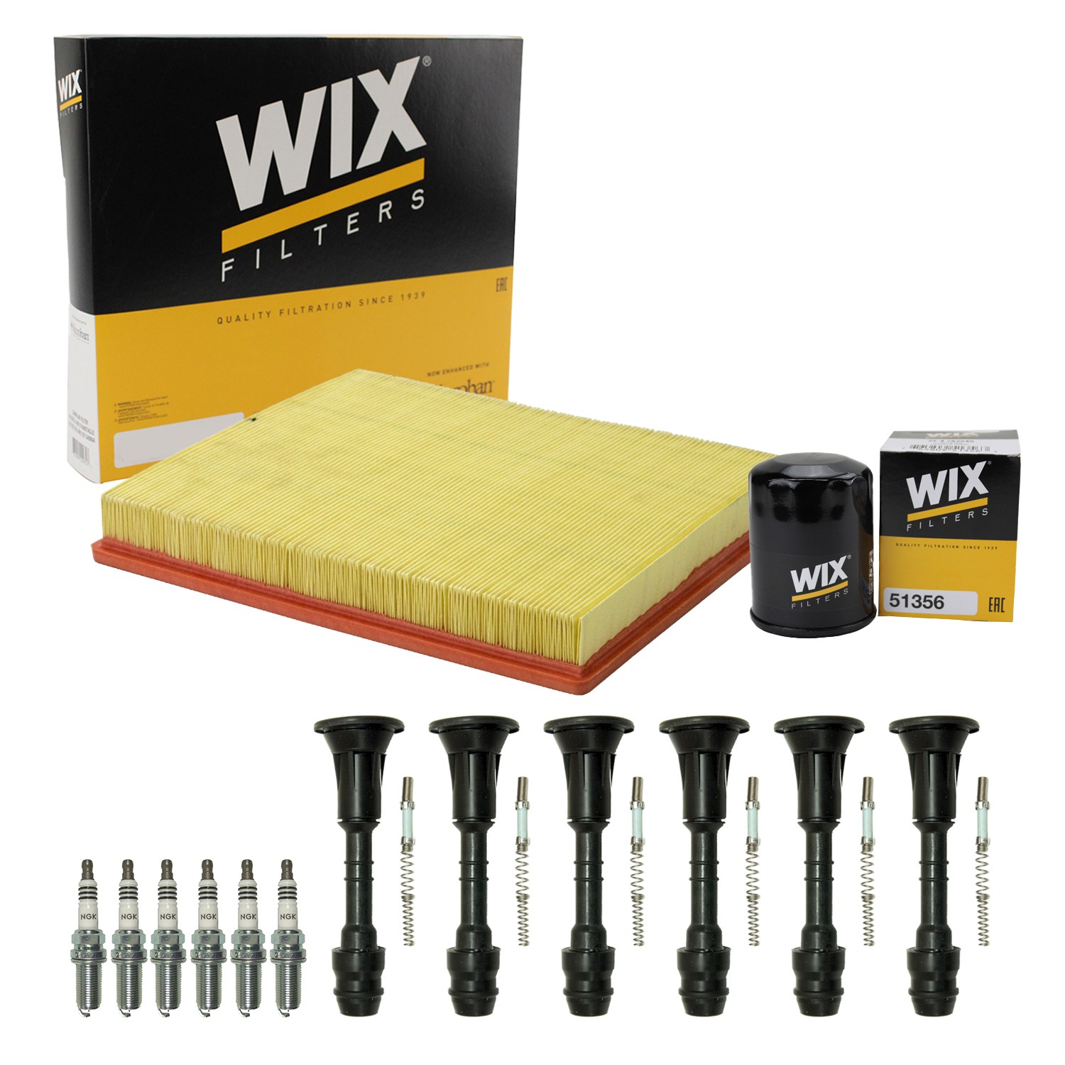Wix Tune Up Kit NGK 6 Spark Plugs And Coil Boots Kit for Equator 4.0L V6 VQ40DE