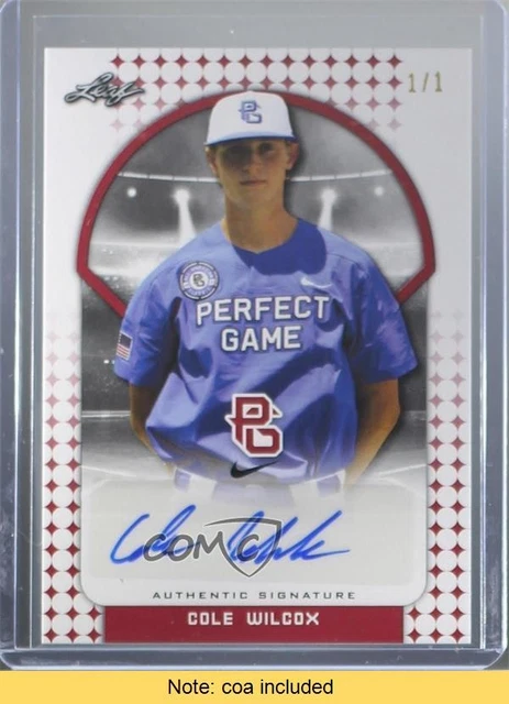 2018 Leaf Perfect Game National Showcase 1/1 Cole Wilcox #BA-CW3 Auto 1kk