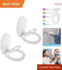 Toilet Seat Wood Round 2-Pack with Built-In Toddler Potty Training Seat