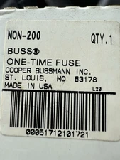 BUSSMANN FUSES NON-200 250V K5 One-Time 200 Amp