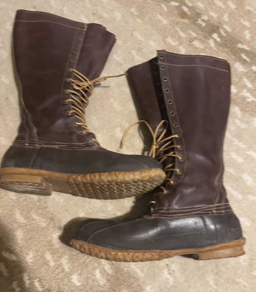 VTG L.L. Bean Maine Hunting Shoes - Duck Boots - Men’s 10 D - 16” 14 eyelet - Image 2 of 4