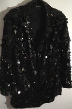 Pretty Little Thing Women's Size 6 Black Extreme Plunge Sequin Blazer Dress