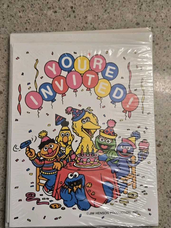 Paquete de 8 invitaciones de fiesta de cumpleaños de Plaza Sésamo Big Bird Bert Ernie de colección Foto 4 de 4