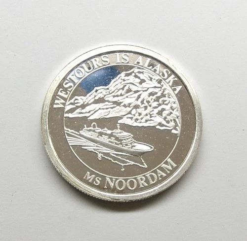 1984  Alaska 25yrs Westours NOORDAM 1 Oz .999 Silver Proof Round