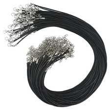 50 Pcs Black Waxed Necklace Cord 2MM Leather Rope with a