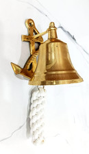 Deluxe Brass Ship Bell w/ Rope Lanyard ~ ~Nautical Maritime Wall Boat Decor