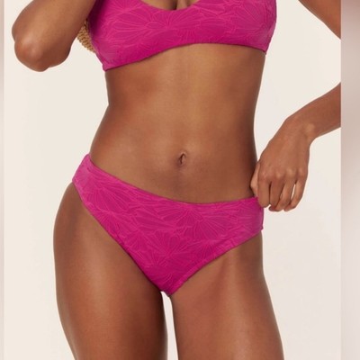 NWT Andie Swim The Bikini Bottom Textured Floral Lava Pink Size XXXL