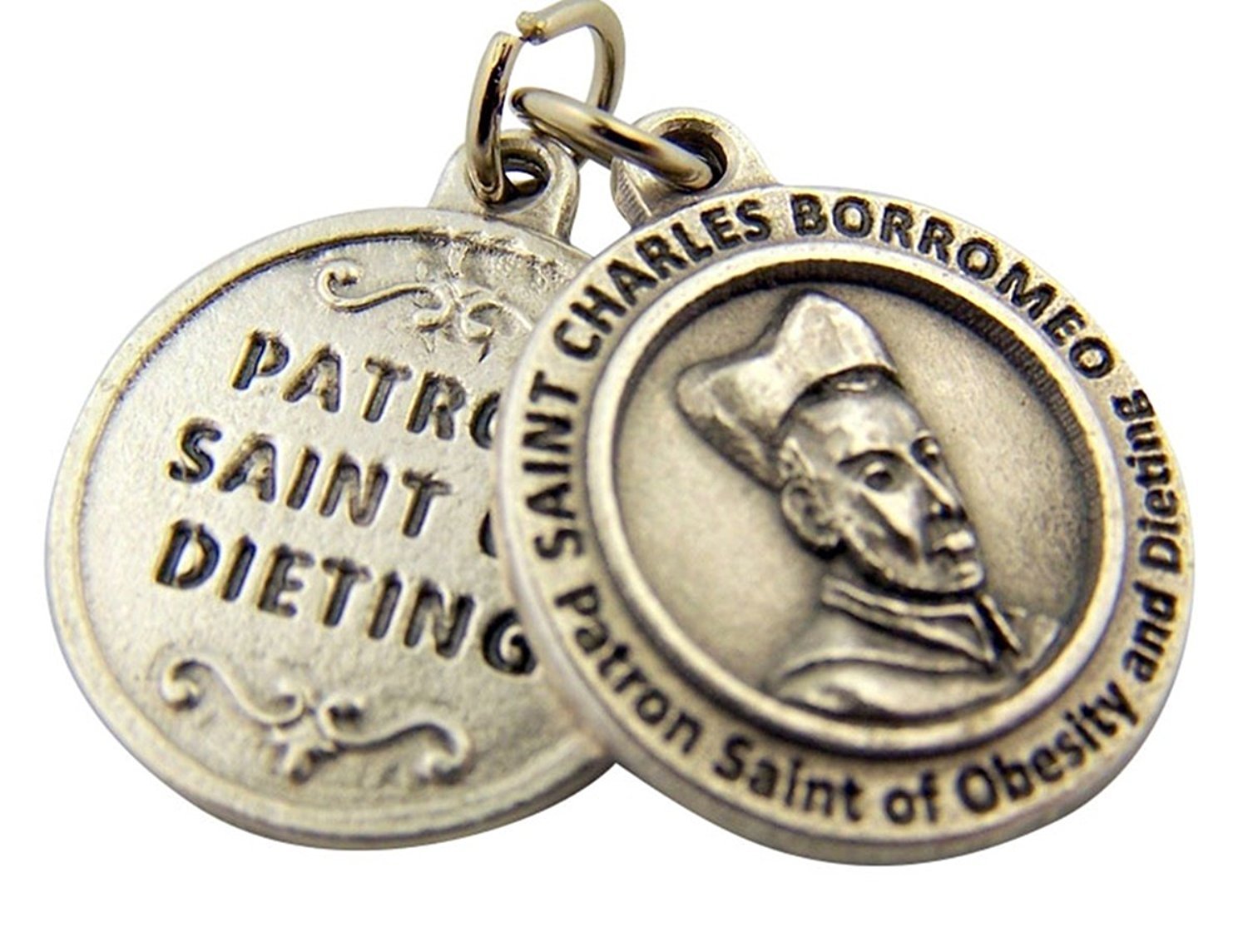 Silver Toned Base Catholic Patron of Saint Charles Borromeo Medal