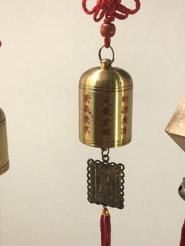 Vintage assorted Lucky Chimes Chinese Feng Shui Hanging for Home w/ red tassel - Picture 5 of 13