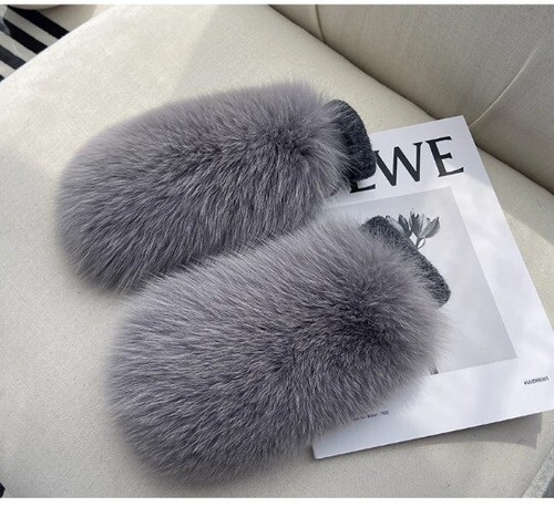 Real Fur Gloves Knitted Women Mittens Winter Fashion Fluffy Warm Real Fur Gloves - Bild 20 von 31