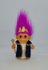 Vintage Trolls Russ King Royal Medieval Purple Hair Blue Robe Lucky Doll