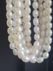 Lot 3 Strands BIG 8x6 MM Genuine Cultured Rice Pearls NICE Luster & Shape