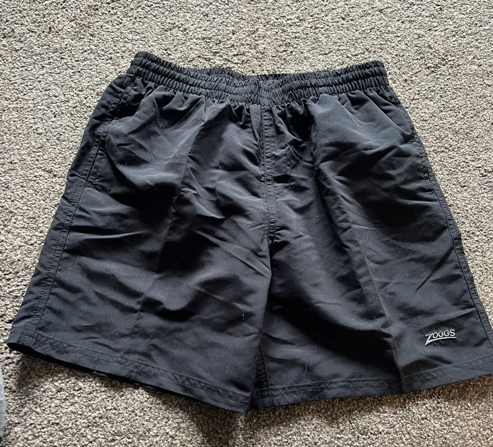 Zoggs Boys Penrith 15" Swim Shorts In Black - Kids Size UK XL - With Tags