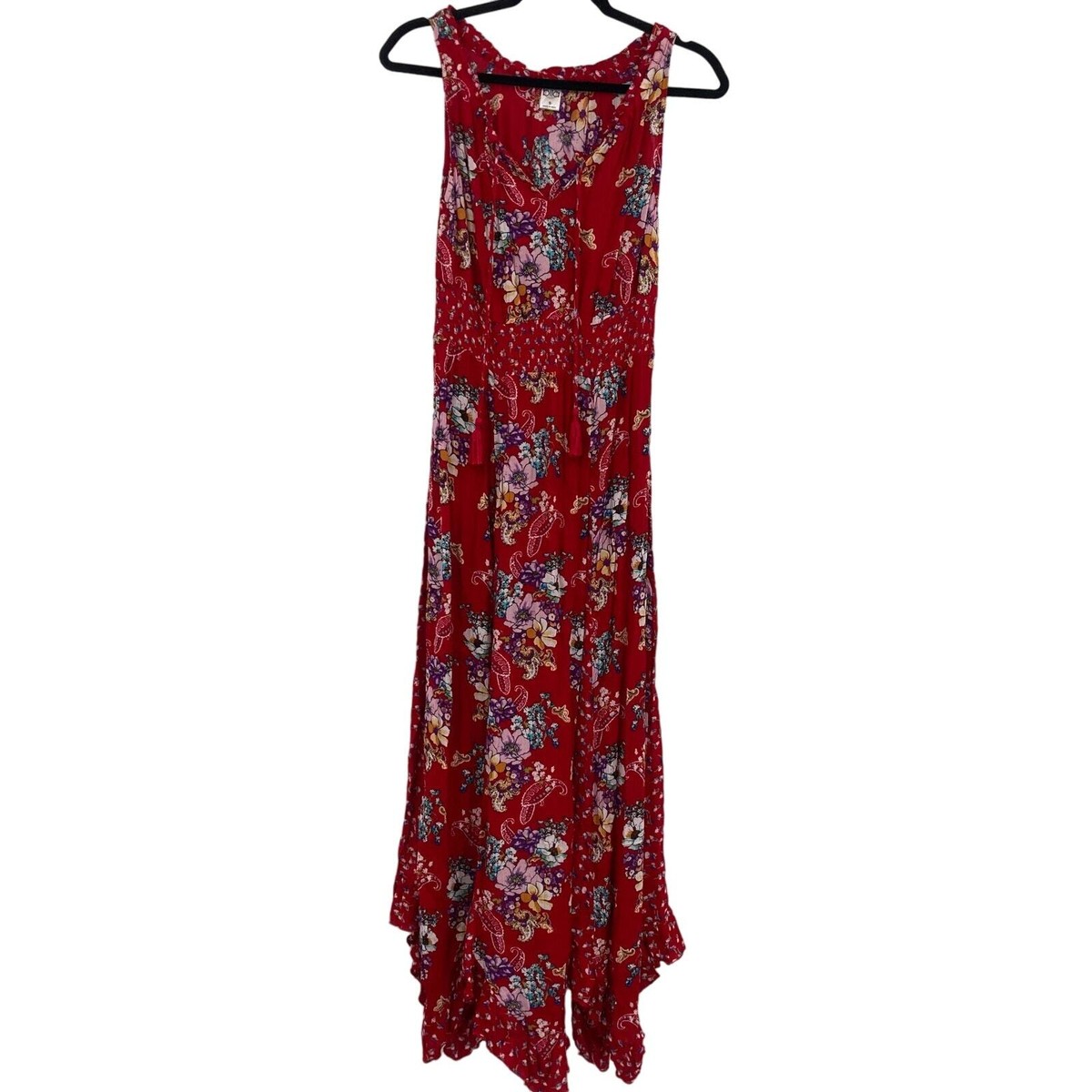 Bila Boho Hippie Festival Paisley Floral Print MIDI Maxi Dress Womens Small  | eBay