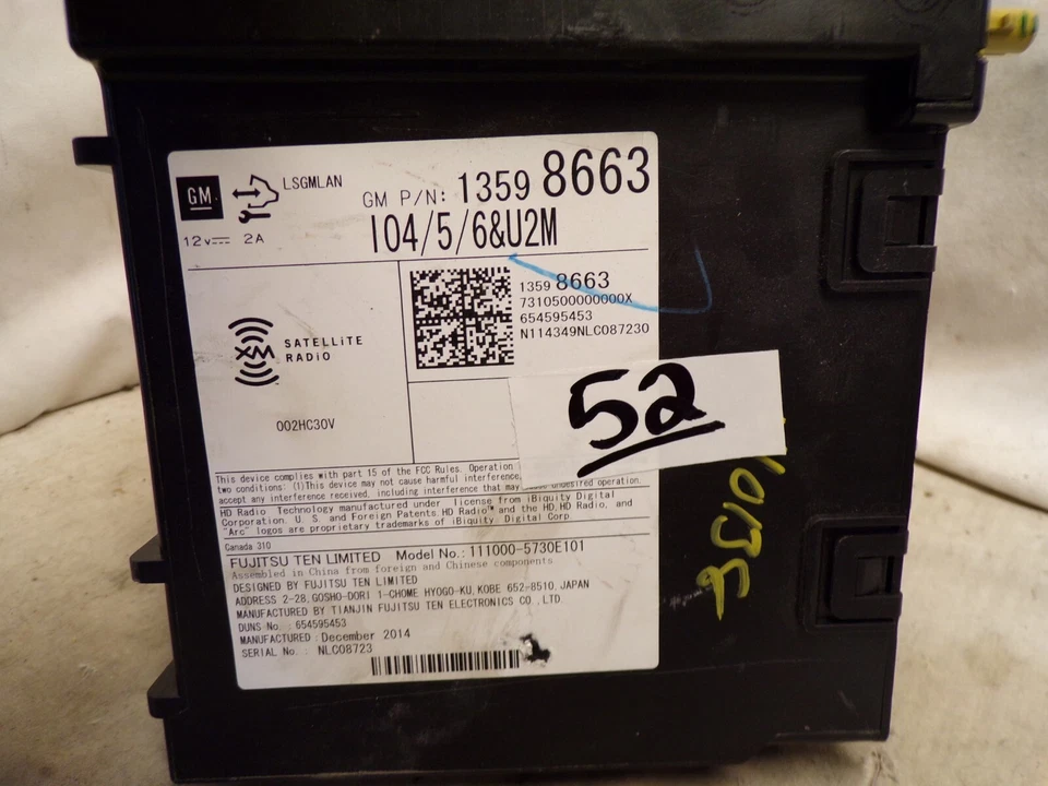 15 16 17 18 19 20 Cadillac Escalade Radio Receiver Module 13598663 B52 - Image 2 of 3