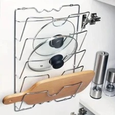 Pot Lid Holder Storage Rack Wall Mounted Pan Cover Organizer Kitchen Accessories