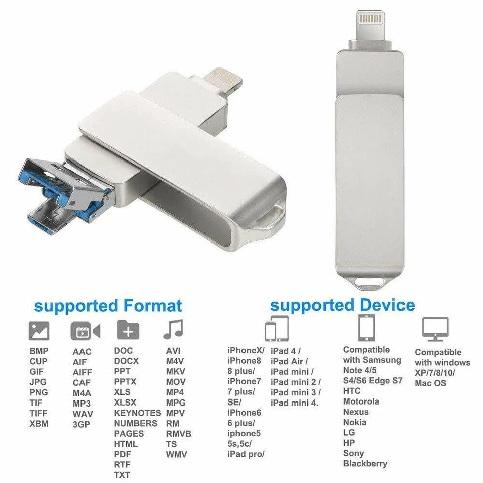 1TB 512GB 128GB USB 3.0 OTG Flash Drive Memory Stick Pen For iPhone/Android/PC - Image 3 of 4