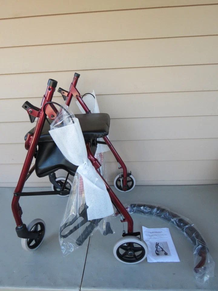 Andador de aluminio Karman Healthcare R-4600-BD con altura de asiento estándar borgoña Foto 2 de 4