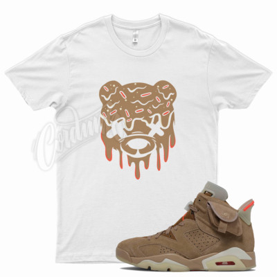 White DRIPPY T Shirt for J1 6 British Khaki Travis Scott Cactus Jack 4