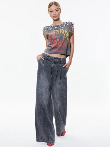 ALICE + OLIVIA MICAH EMBELLECIDO RECORTADO MÚSCULO TANQUE TALLA M/L NUEVO CON ETIQUETAS - Imagen 5 de 7