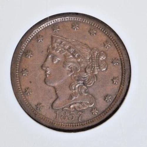 1857 BRAIDED HAIR HALF CENT ~ AWESOME NGC MS64 BN! - Image 3 of 4