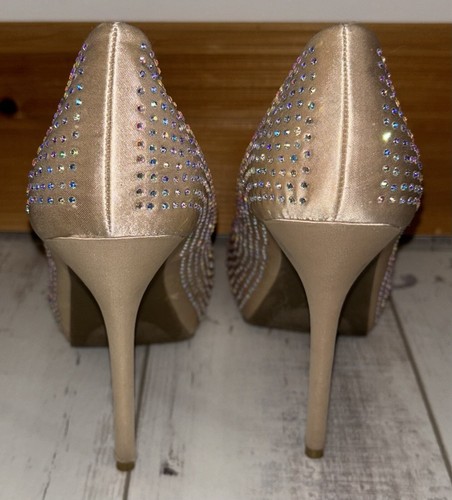 Jennifer Lopez Stiletto High Heels Dress Shoes size 8.5M Gold/Blingy Blush CM - Picture 14 of 16