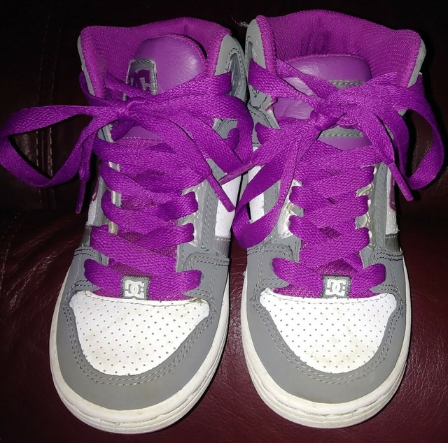 DC Shoes Skate Shoes Rebound Purple Grey And White 302676A Youths Size USA 13 eBay