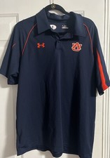 Auburn Tigers Under Armour Heat Gear Polo Shirt Men's Large Navy/Orange Ex. Cond