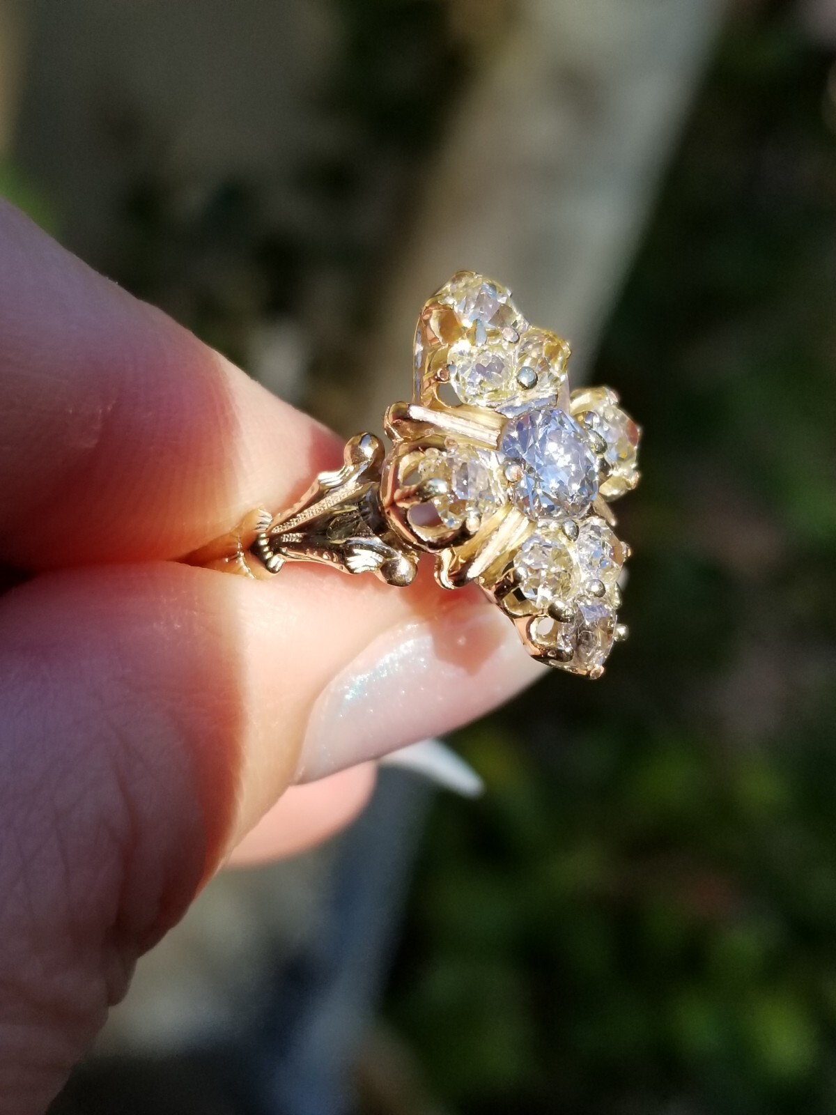 2.20TCW Antique Old Mixed European Diamond Multi Fancy Color 12k ring