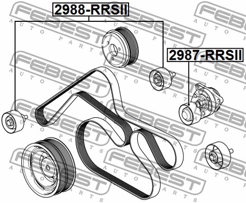 2988-RRSII FEBEST Deflection/Guide Pulley, V-ribbed belt for LAND ROVER