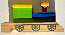 Kids Eco Friendly Yellow Green Tones Wooden Train Whistle Toy