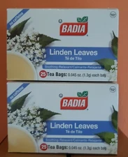 Pack of 2 Badia Linden Leaves Soothing, Relaxant (50 Bags In Total) Te de Tilo.