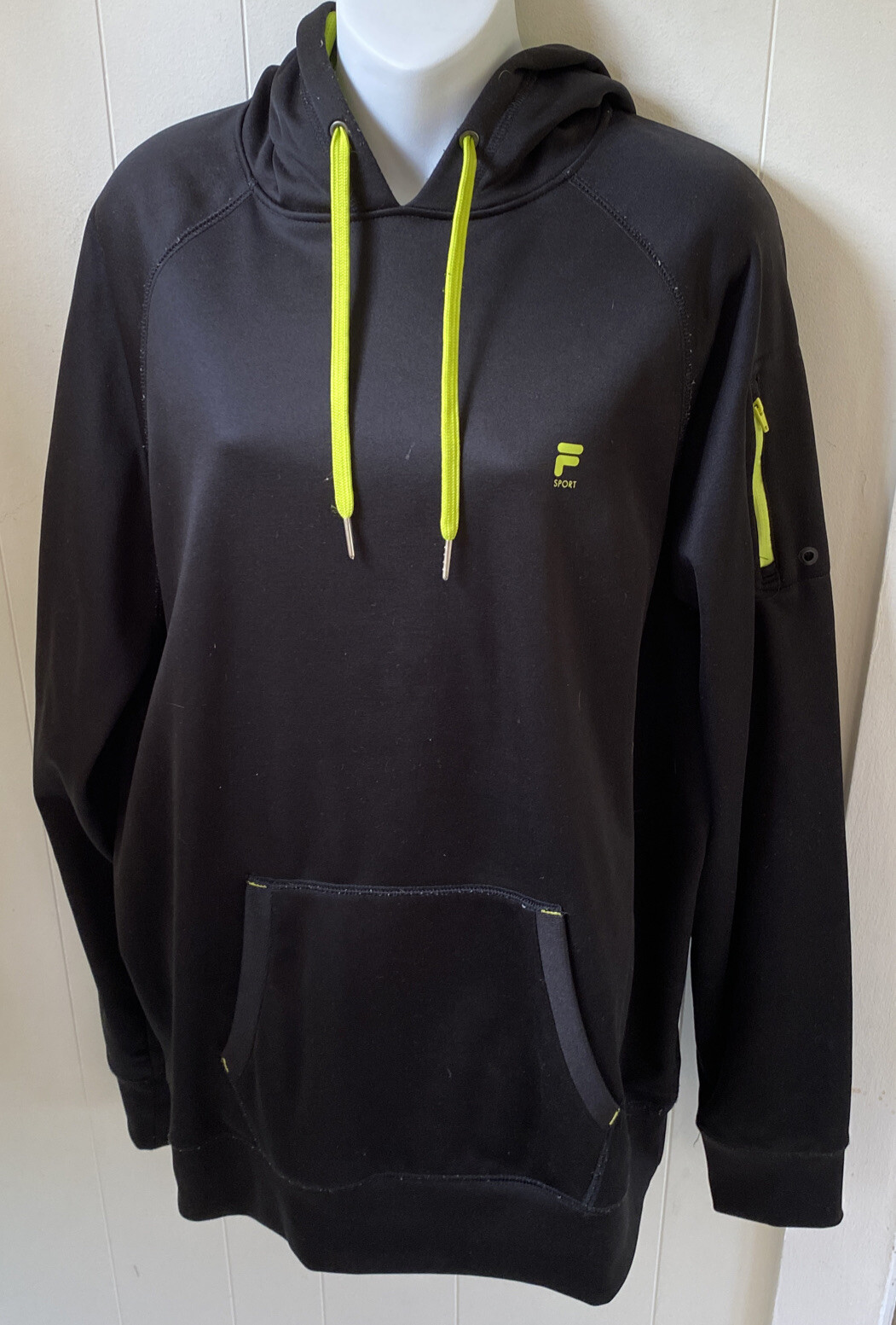 Felpa con cappuccio morbida Fila donna XL pullover logo tasca nera Chartre