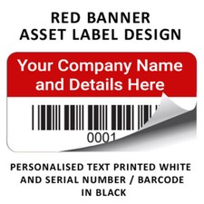 Personalised Custom Barcode Asset Tag Labels - 50mm x 25mm Permanent PP Labels