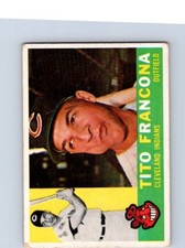 VINTAGE BASEBALL CARD 1960 TOPPS TITO FRANCONA CLEVELAND INDIANS NO018