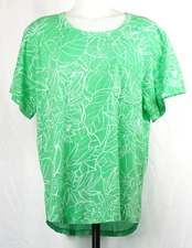 NEW NWOT A.N.A. A New Approach Green Floral Print 100% Cotton T-Shirt XL