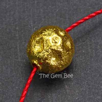 8mm 18k Solid Yellow Gold Fancy Moon Rocks Hammered Round Spacer Finding Bead (1