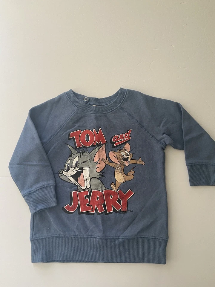 Sudadera H&M Niños TOM & JERRY Azul Talla 1 1/2-2Y con Cierre a Presión en la Espalda Foto 2 de 4