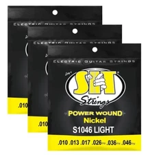 S.I.T. Strings S1046 Light Nickel Power Wound Electric Guitar Strings - 3 Sets