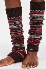 Knitido Wool Blend Fair Isle Leg Warmers - Brown Red Grey
