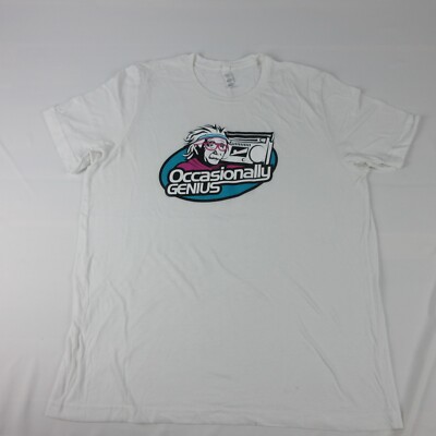 Albert Einstein Shirt Adult Large White Occasionally Genius Funny Retro Boom Box