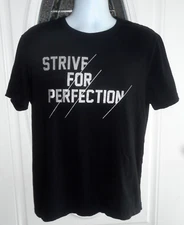 Xersion T Shirt Men's Large Black Graphics S/S "Strive For Perfection" EUC