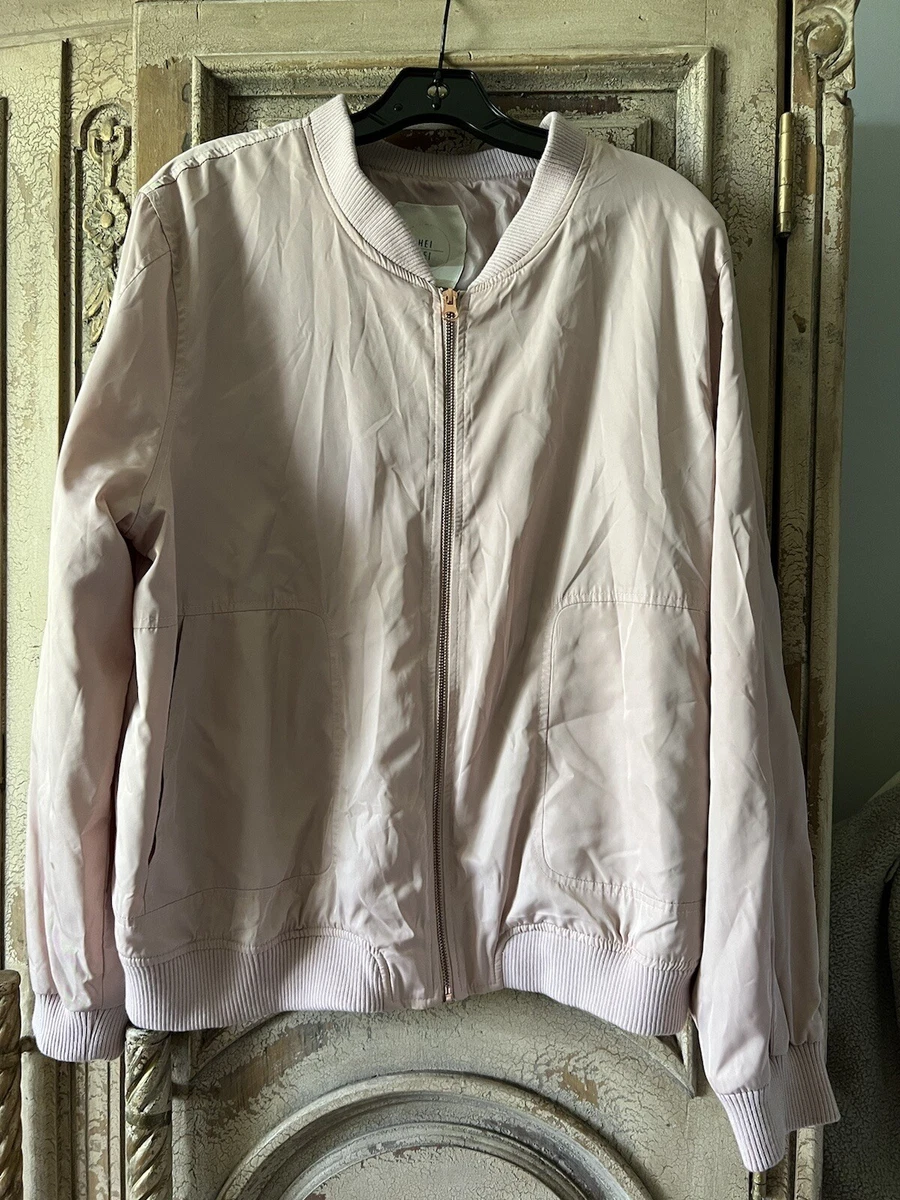 NEW Anthropologie Hei Hei Silky Light Pink Bomber Jacket Size XL X
