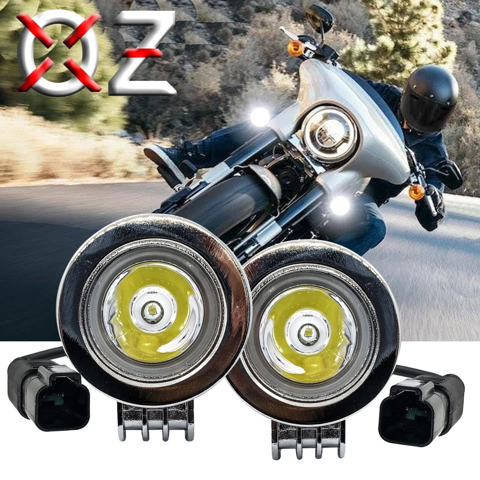 Chrome 20w LED lights spot motorcycle cruiser fog hid passing running white xl - Image 3 of 4