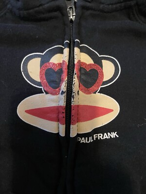 Paul Frank zip Sweatshirt, Kids Size Small Monkey Sweater Hoodie