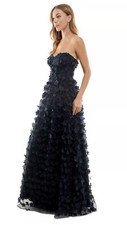 CITY STUDIOS Juniors' 3D-Floral Lace-Up-Back Strapless Gown size 5 Color Navy