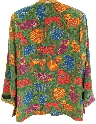 Chaqueta Blazer Patchington De Colección Para Mujer Pequeña Multicolor Caprichosa Estampado de Gato - Imagen 5 de 10