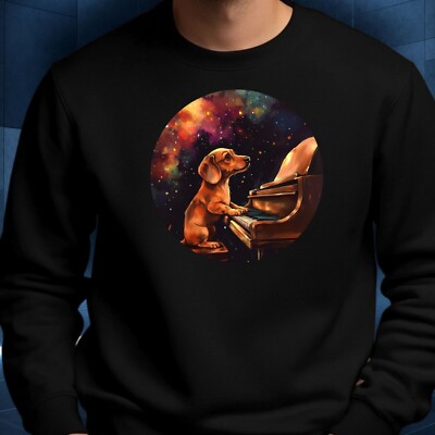 Dachshund Plays Piano Sweatshirt Cosy And Perfect For Any Occasion S to 4XL