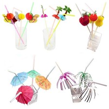 3D Exotic Drinking Straws Multi Listing! Party Umbrella Cocktail Parasol Sticks