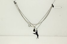 Disney Tinkerbell Fairy Sterling Silver 925 Pendant  20" Long Necklace NEC3093